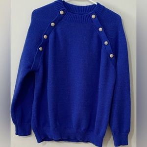 Acrylic sweater with gold button details, never worn